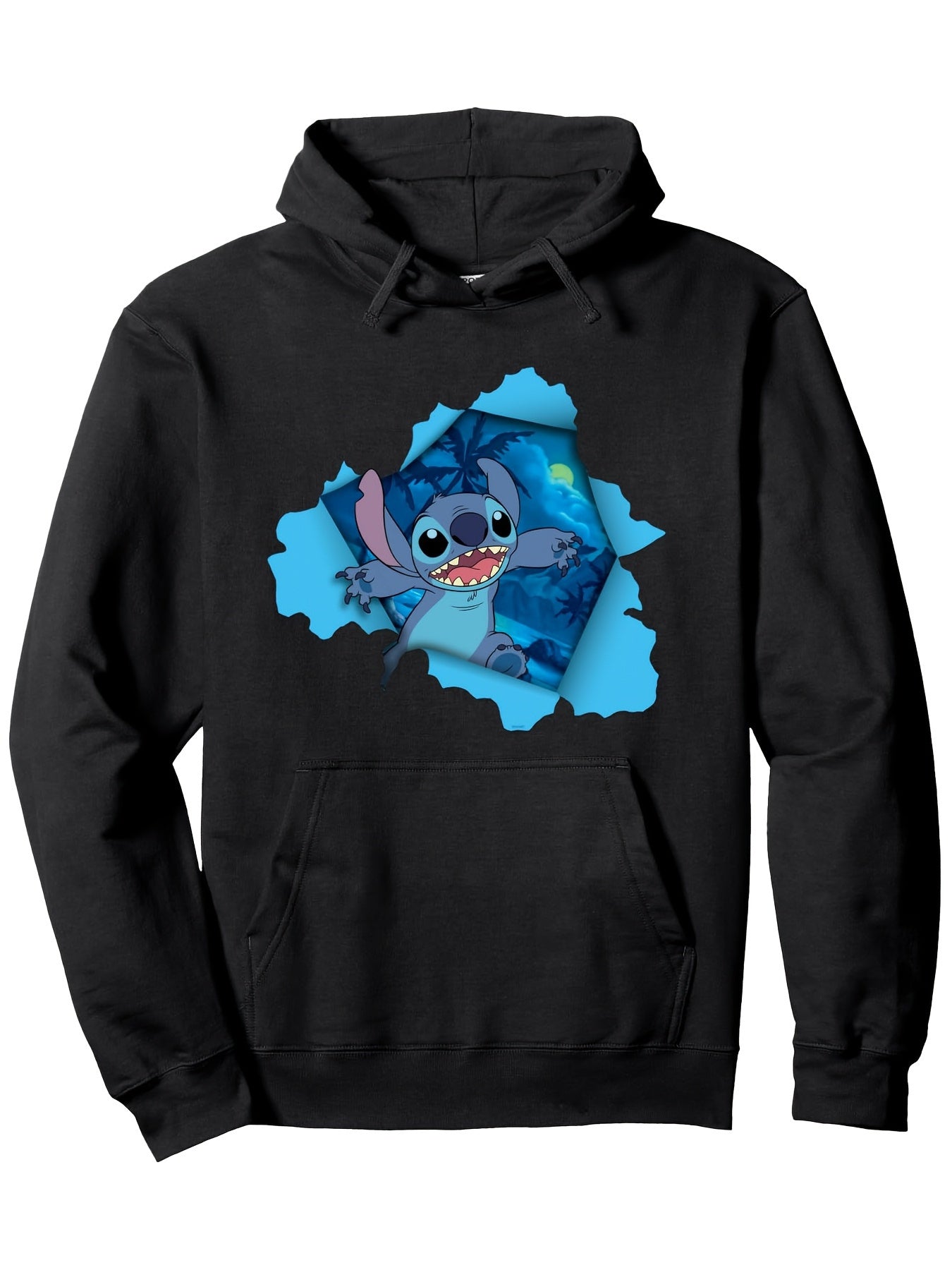 Disney Lello and Stitch Tropical Breakout Pullover Hoodie Perfect Holiday Gift for Friends and Family Birthday Gift Beach Holiday Pullover Hoodie 260G 50% Cotton 50% Polyester Fiber