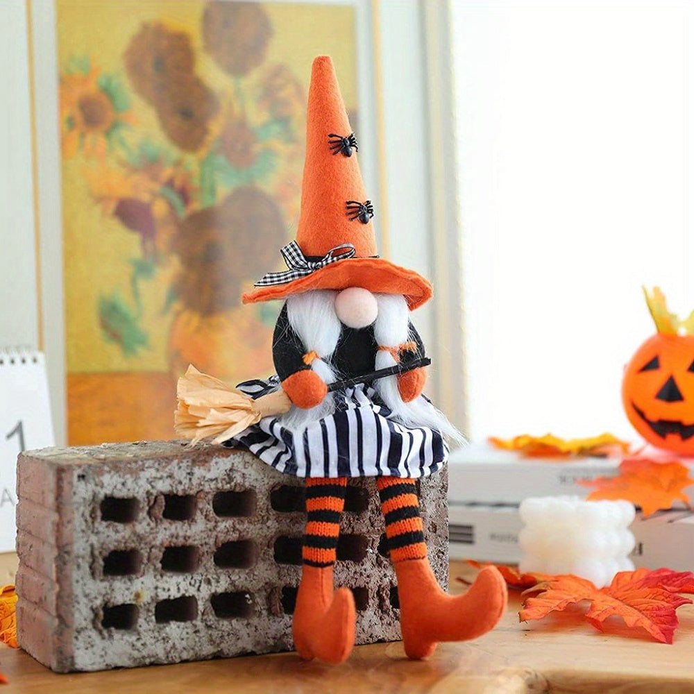 Fast Arrival 2PCS Halloween Orange Pumpkin Gnome Scandinavian Tomte Swedish Gnomes Christmas Decoration Hanging Christmas Tree Gift Plush Handmade Home Farmhouse Kitchen Tiered Tray Decoration Halloween Gnome