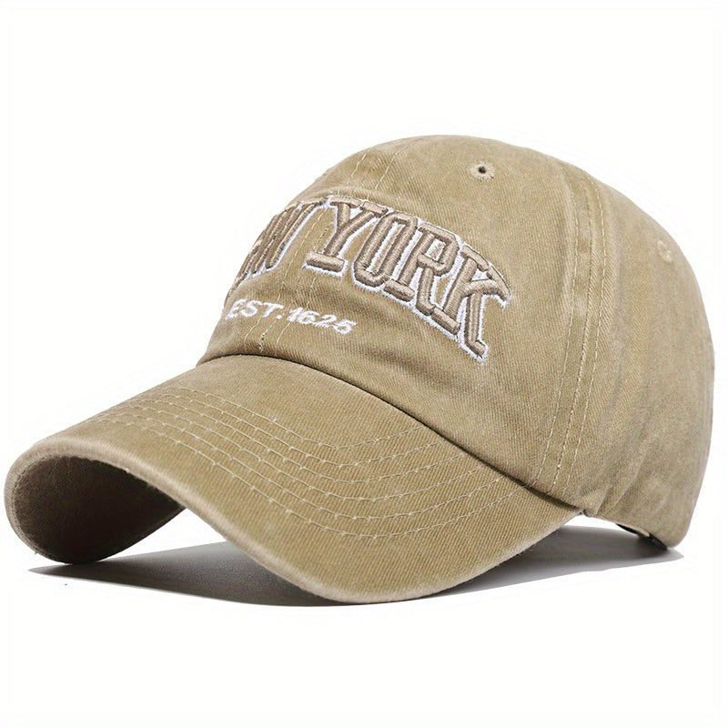 Letter Embroidery Washed Vintage Duckbill Cap New York Women's Baseball Cap Washed Duckbill Cap
