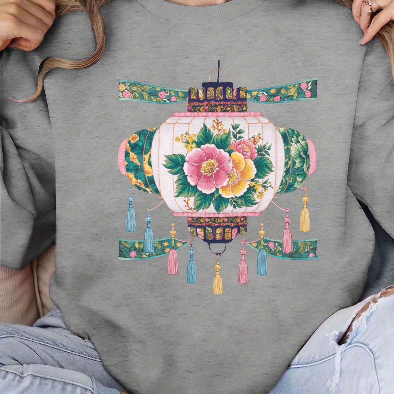 Teediy Floral Embroidered Lantern Women'S Sweatshirts