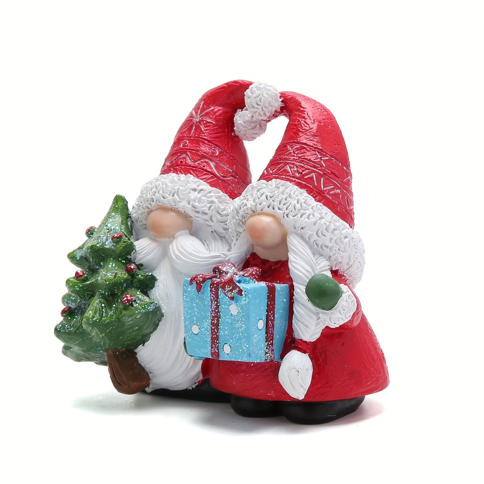 Romantic Resin Christmas Couple Elves - Charming Heartwarming Pose Gnome Figurines for Holiday Decor & Gifts - Perfect for Any Room