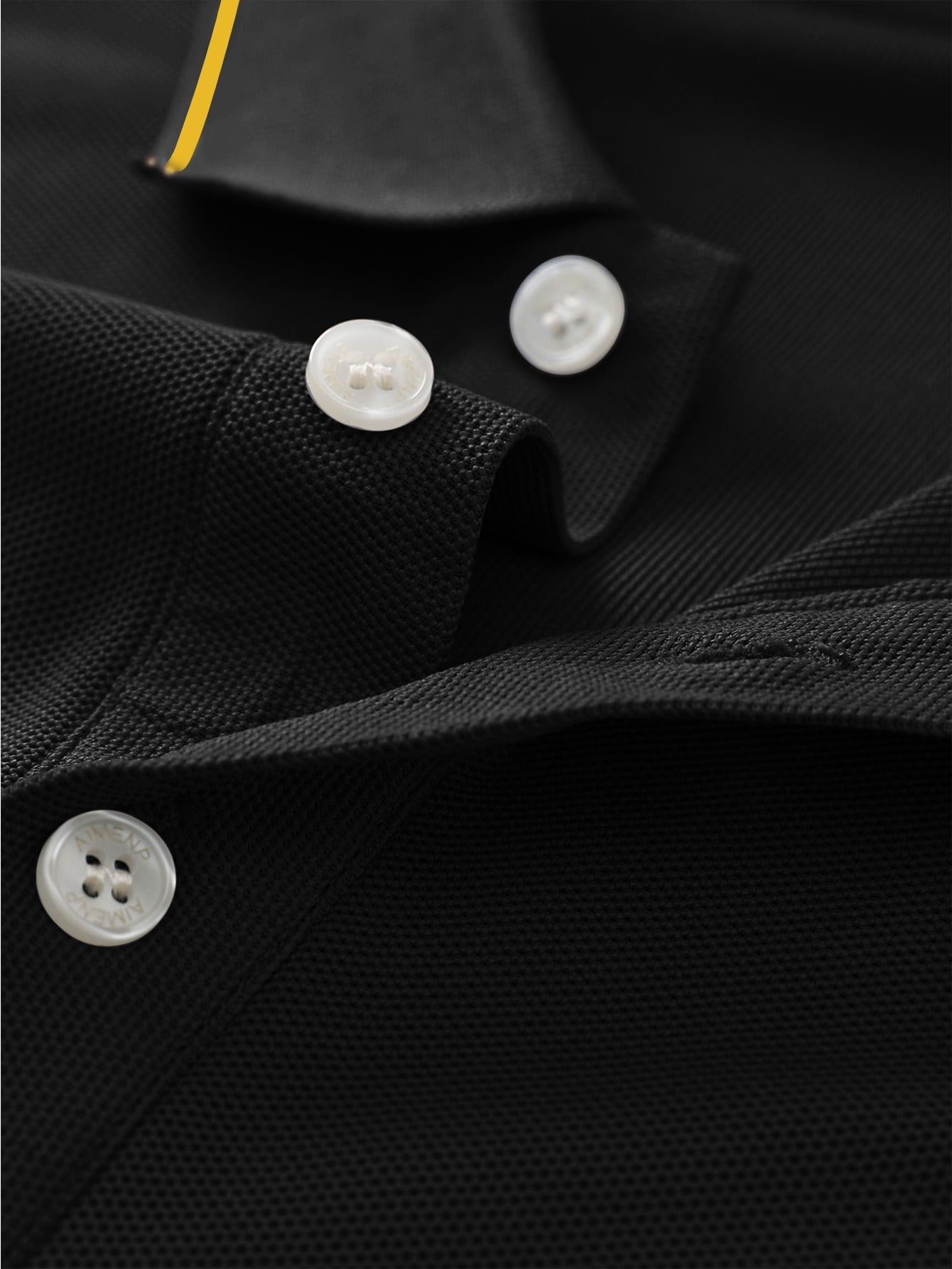 Coconut Tree Symbol Men's Summer Short Sleeve Shirt - 230gsm Breathable Polyester, Golden Accent Collar & Subtle Logo, Regular Fit for Golf, Tennis, Vacation & Casual Wear