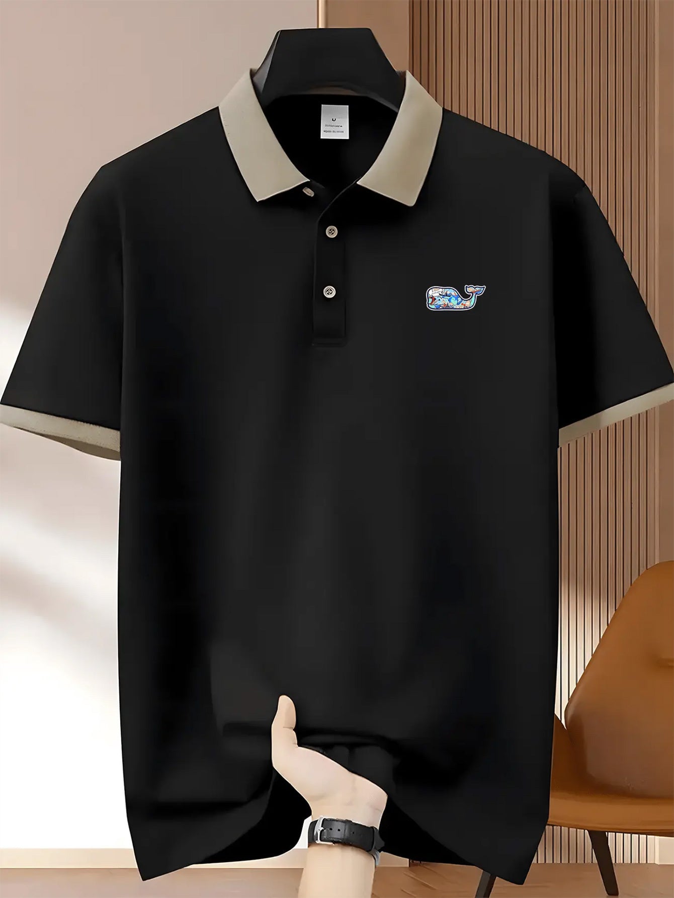 (230G) Men'S Casual Polo Shirt with Whale Pattern, Short-Sleeved Golf Polyester Fiber with Button Collar, Suitable for Gym Fitness And Running Training. Men'S Business And Leisure Gifts for Father And Boyfriend.