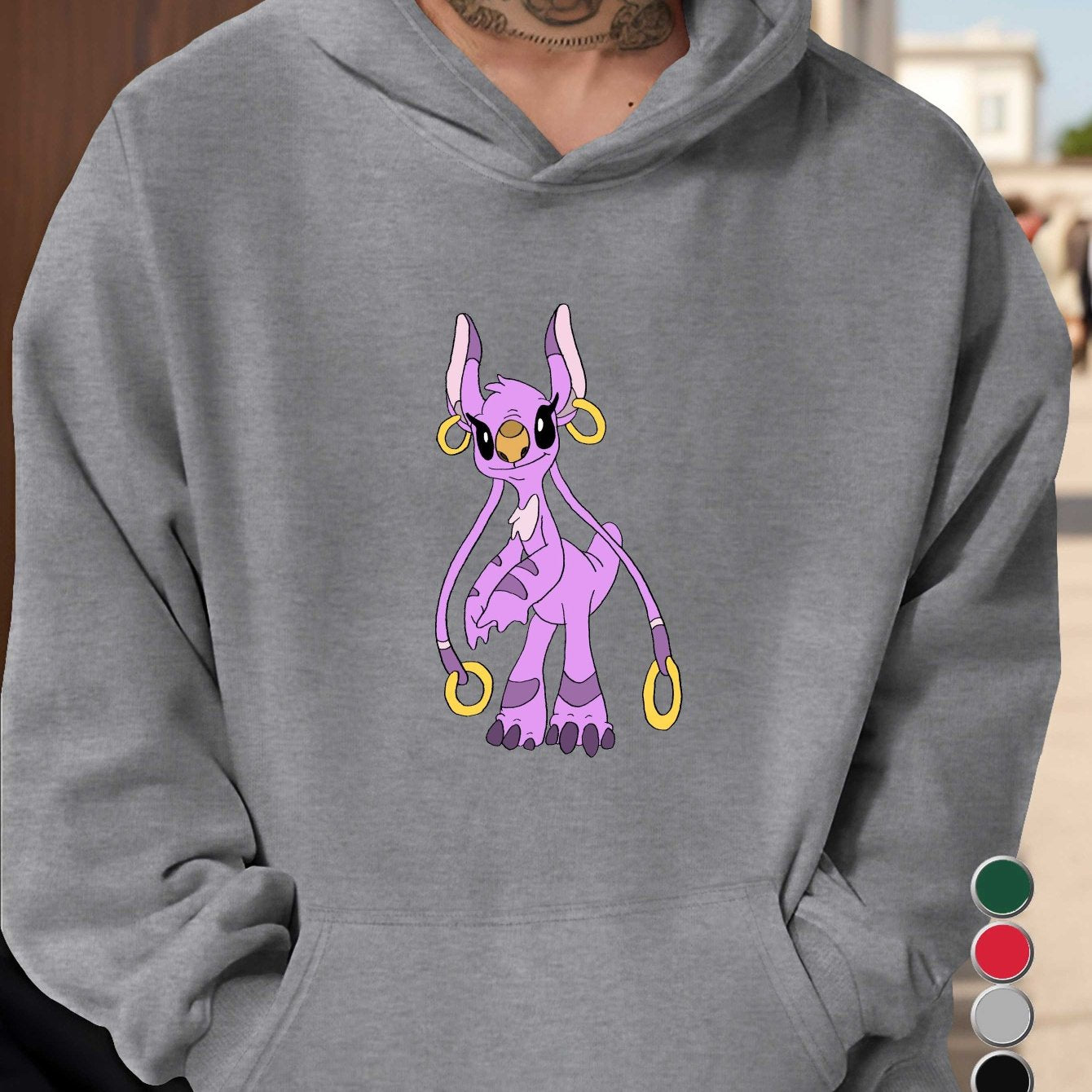 Disney Stitch Men's Graphic Hoodie - Vibrant Red Relaxed Fit Hooded Sweatshirt with Front Pocket, 100% US Printed Design, Machine Washable Autumn Winter Casual Pullover, Disney Hoodie, Durable Fabric