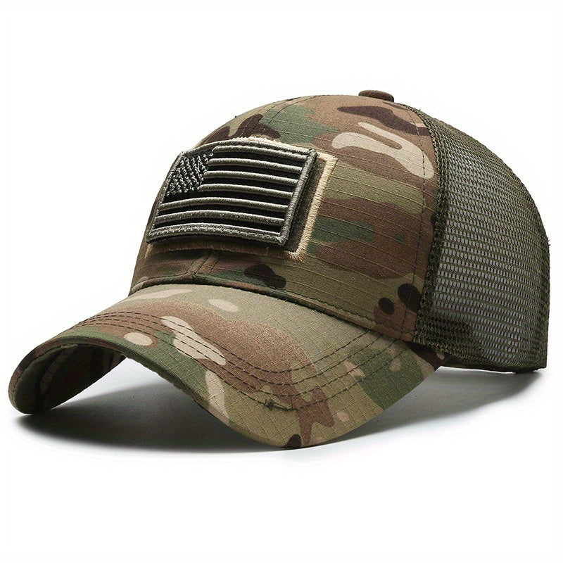 American Flag Camouflage Baseball Cap - Breathable, Adjustable Fit for Outdoor Sports & Hiking - For Men & Women - Perfect for Summer Activities - Great Gift for Outdoor Enthusiasts