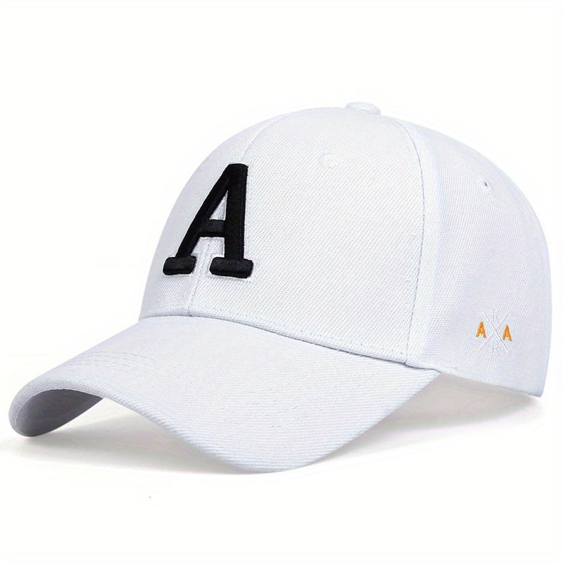 [Solid Color Embroidery Baseball Cap] Letter A Embroidery Baseball Cap Solid Color Simple Casual Sports Hat Sunscreen Dad Hats