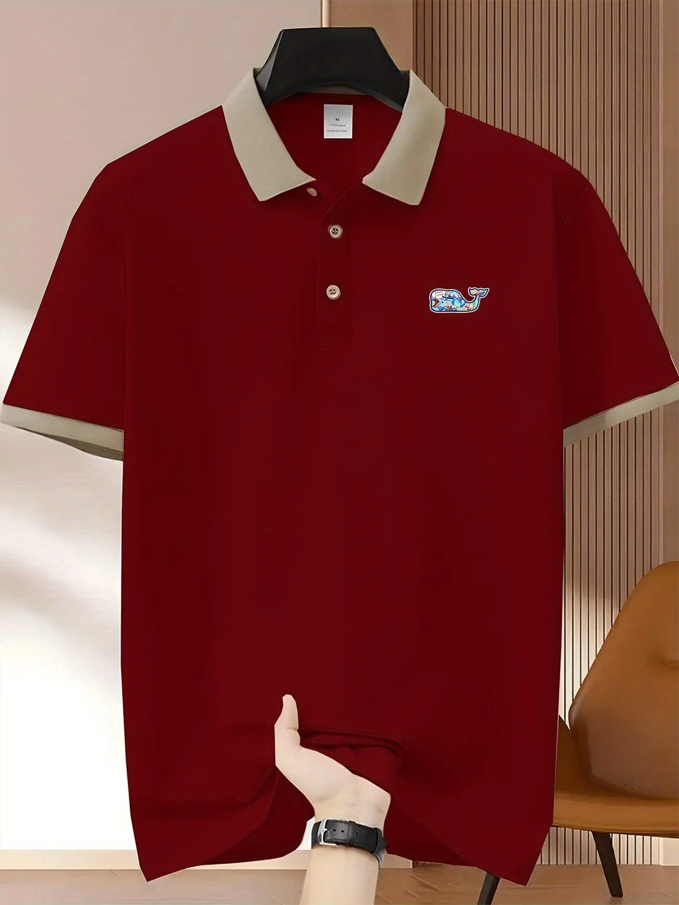 (230G) Men'S Casual Polo Shirt with Whale Pattern, Short-Sleeved Golf Polyester Fiber with Button Collar, Suitable for Gym Fitness And Running Training. Men'S Business And Leisure Gifts for Father And Boyfriend.