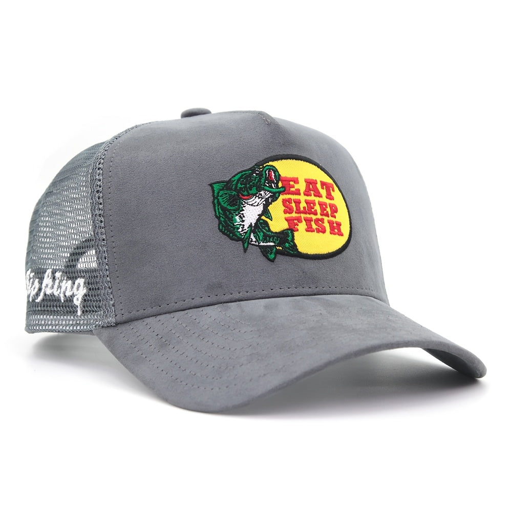 [Sasual Label Trucker Cap] Sasual Label 5 Panel Outdoor Fishing Suede Trucker Cap - Breathable Mesh Sports Velvet Baseball Cap - Adjustable Snapblak buckle Unisix Fishing Guy Hat