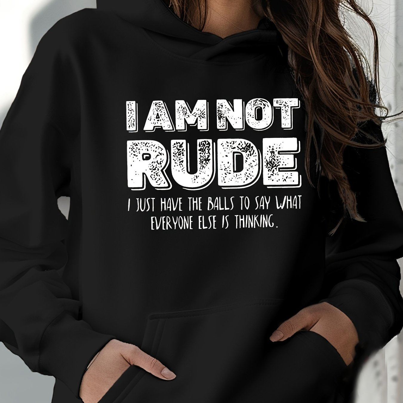 I Am Not Rude Slogan Women's Hoodie - Soft 60% Cotton Loose Fit Streetwear Pullover, Machine Washable Casual Sweatshirt with Bold Graphic Print for Casual Attire, Sweater Hoodie, Outdoor Activity Apparel, Streetstyle Pullover