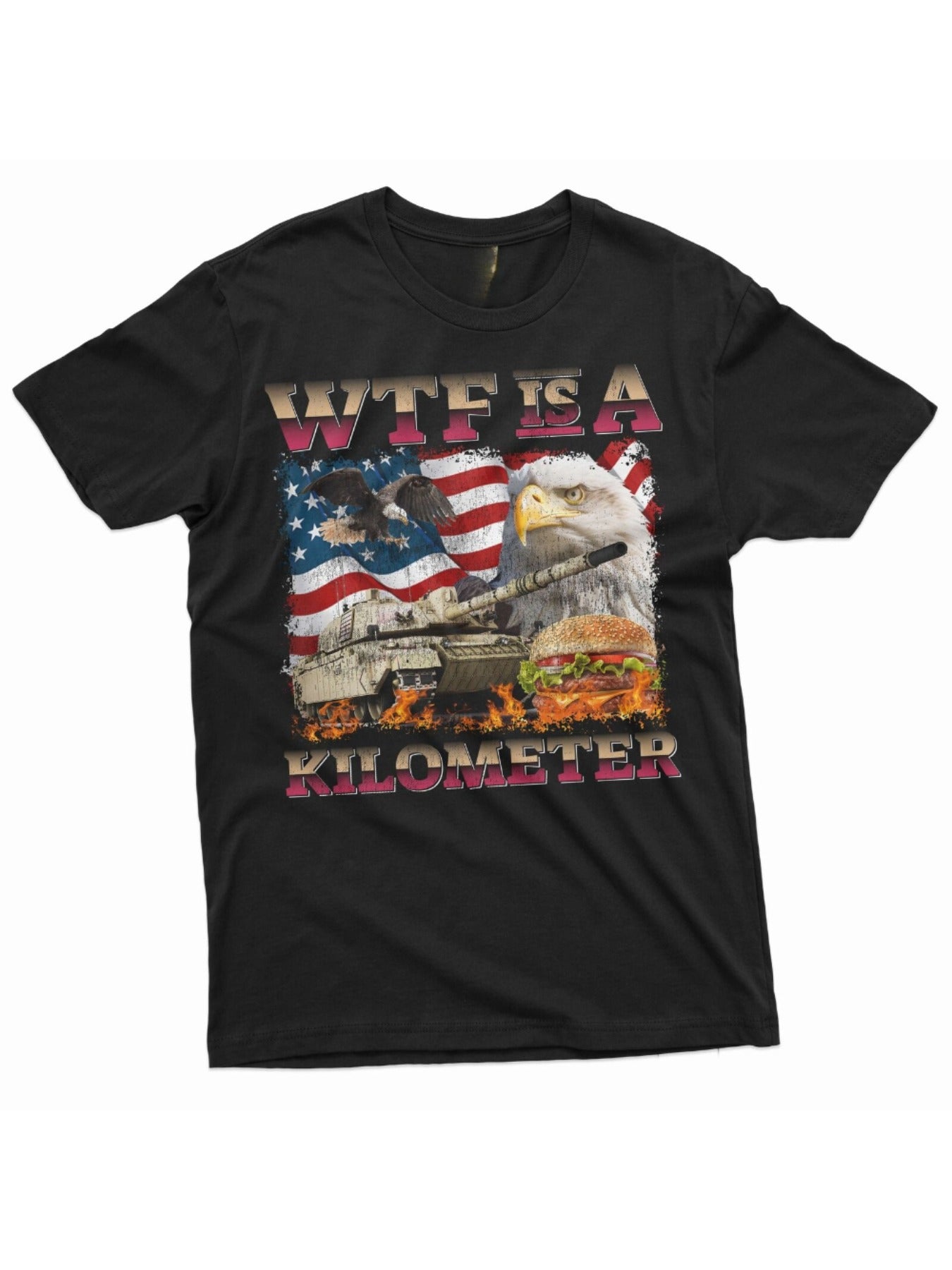 Men'S Funny 4th of July WTF is a Kilometer T-shirt usa patriotic shirts for men, Regular-Fit, Family T-shirt