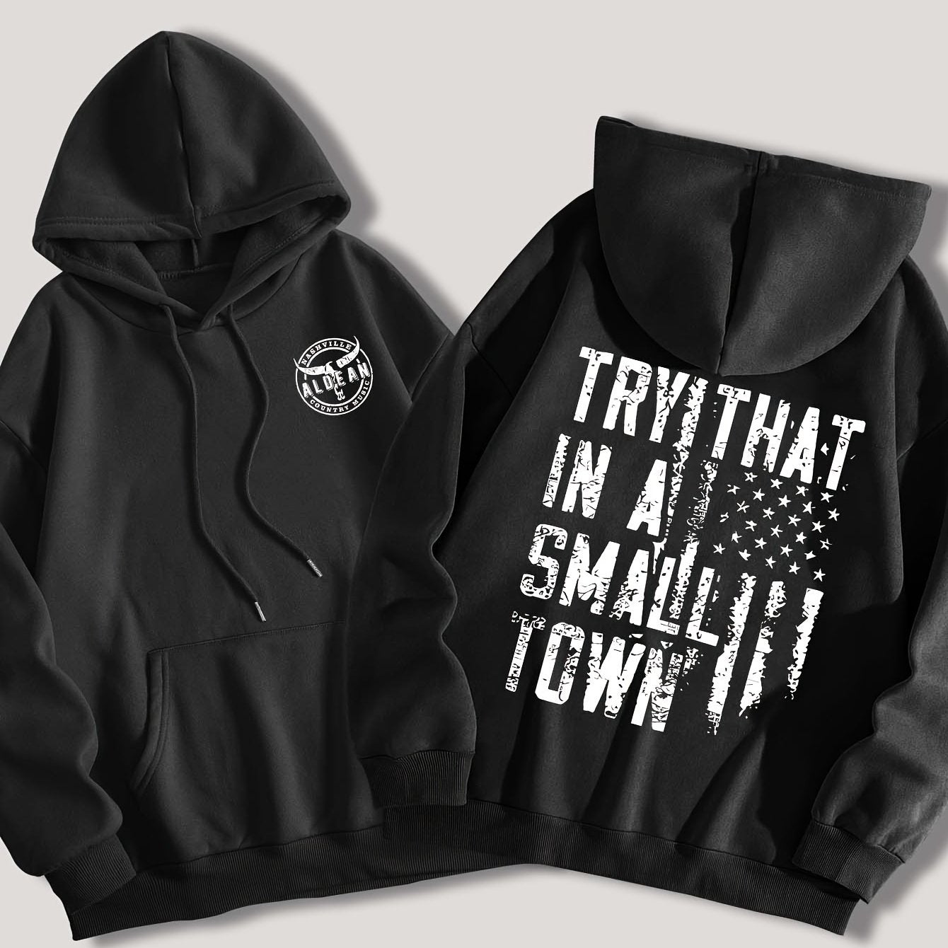 Cozy 100% Polyester Alphabet Lettering Print Hoodie - Women's Casual Drawstring Sweatshirt for Fall/Winter - Black