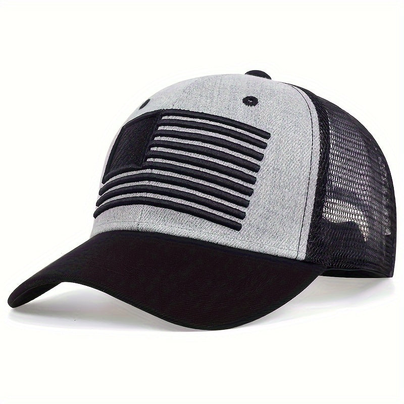 Men's American Flag Baseball Cap - Adjustable, Mesh, Sun Protection for Outdoor Travel and Casual Wear