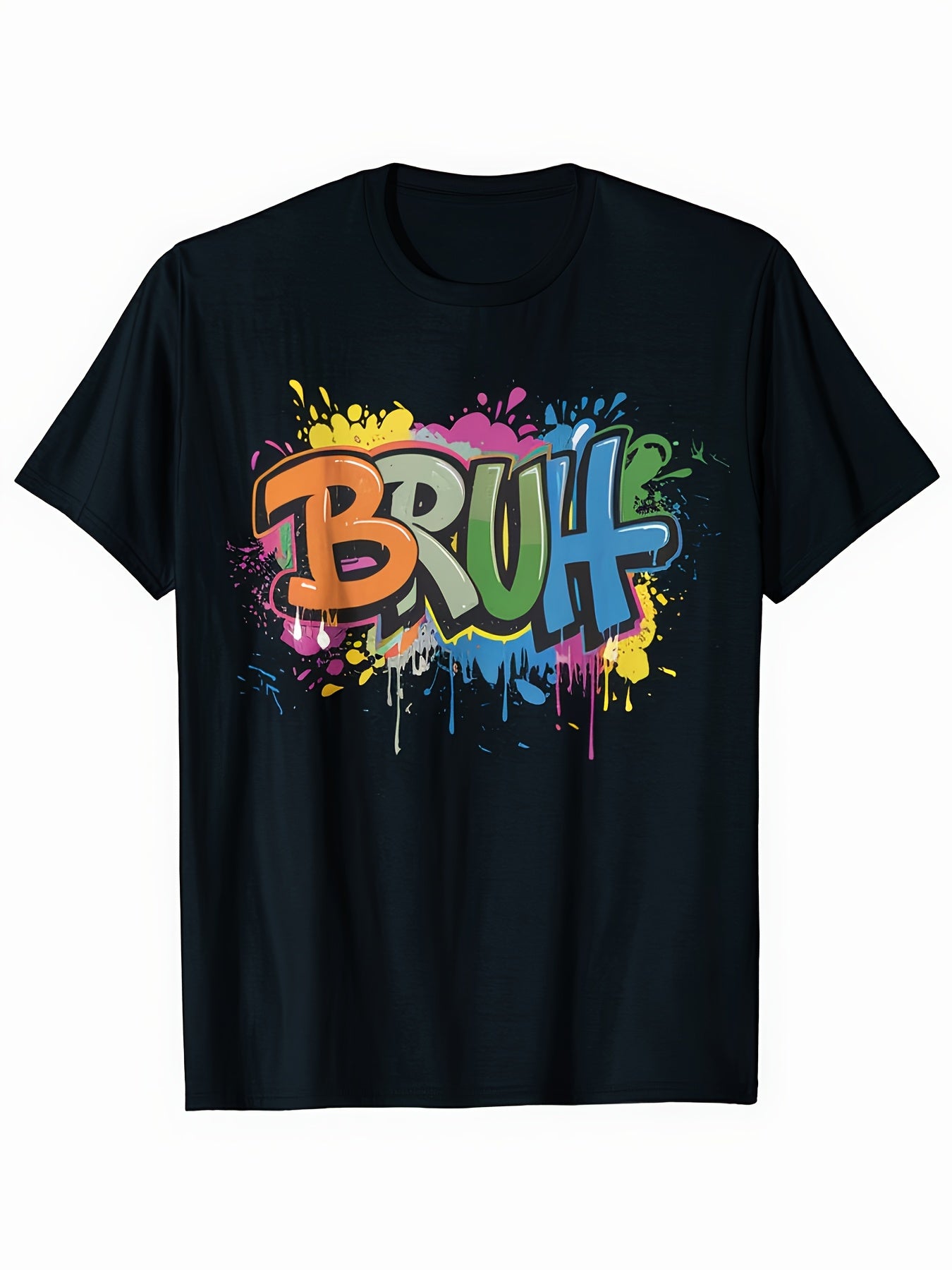 Boys Bruh Meme Saying Teens Paint Drip Graffiti Aesthetic T-Shirt