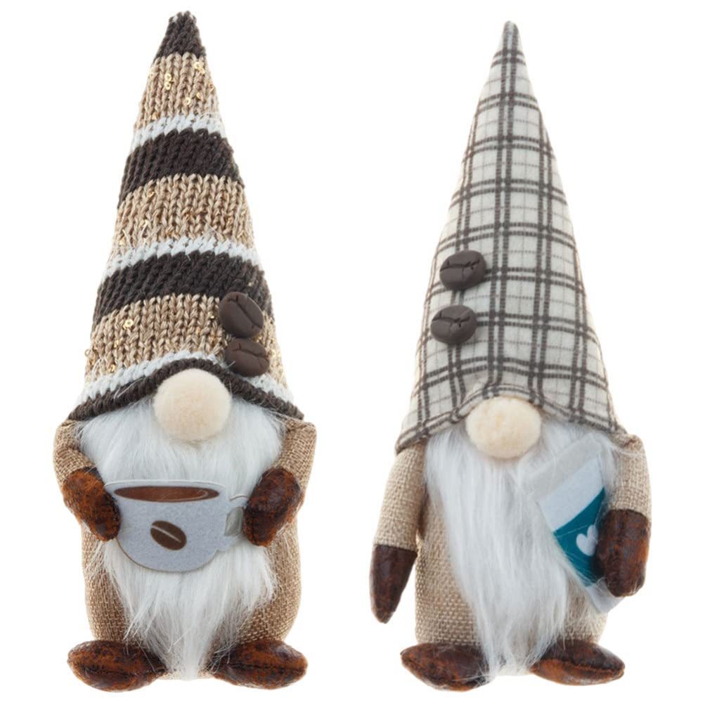 Coffee Gnomes Plush Doll Coffee Bar Decoration Swedish Tomte Elf Dwarf Collectible Figurines Dangle Leg Shelf Sitters Farmhouse Home Kitchen Decor Coffee Lover Gifts