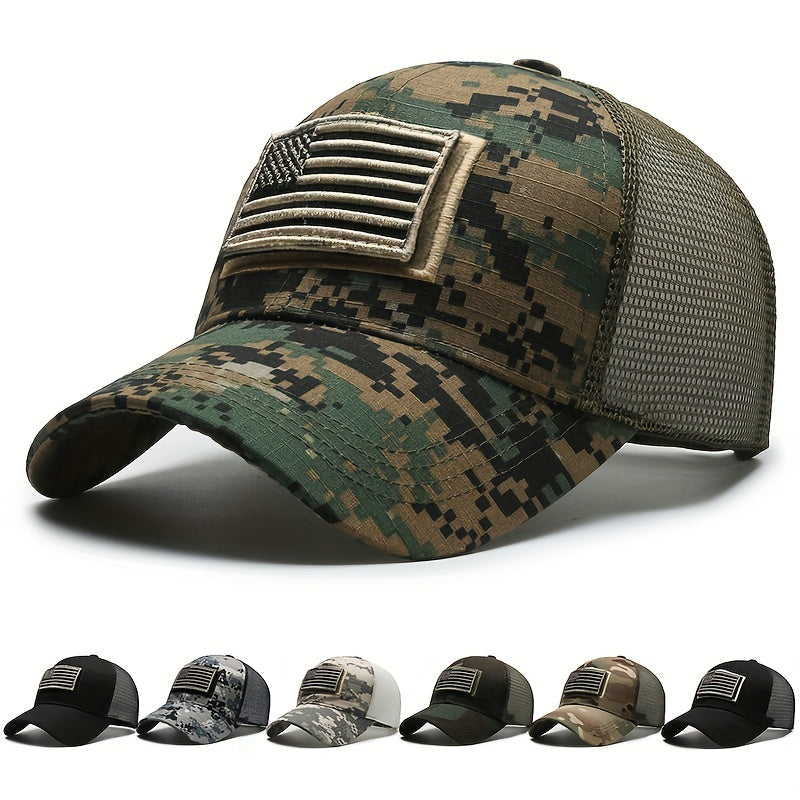 American Flag Camouflage Baseball Cap - Breathable, Adjustable Fit for Outdoor Sports & Hiking - For Men & Women - Perfect for Summer Activities - Great Gift for Outdoor Enthusiasts
