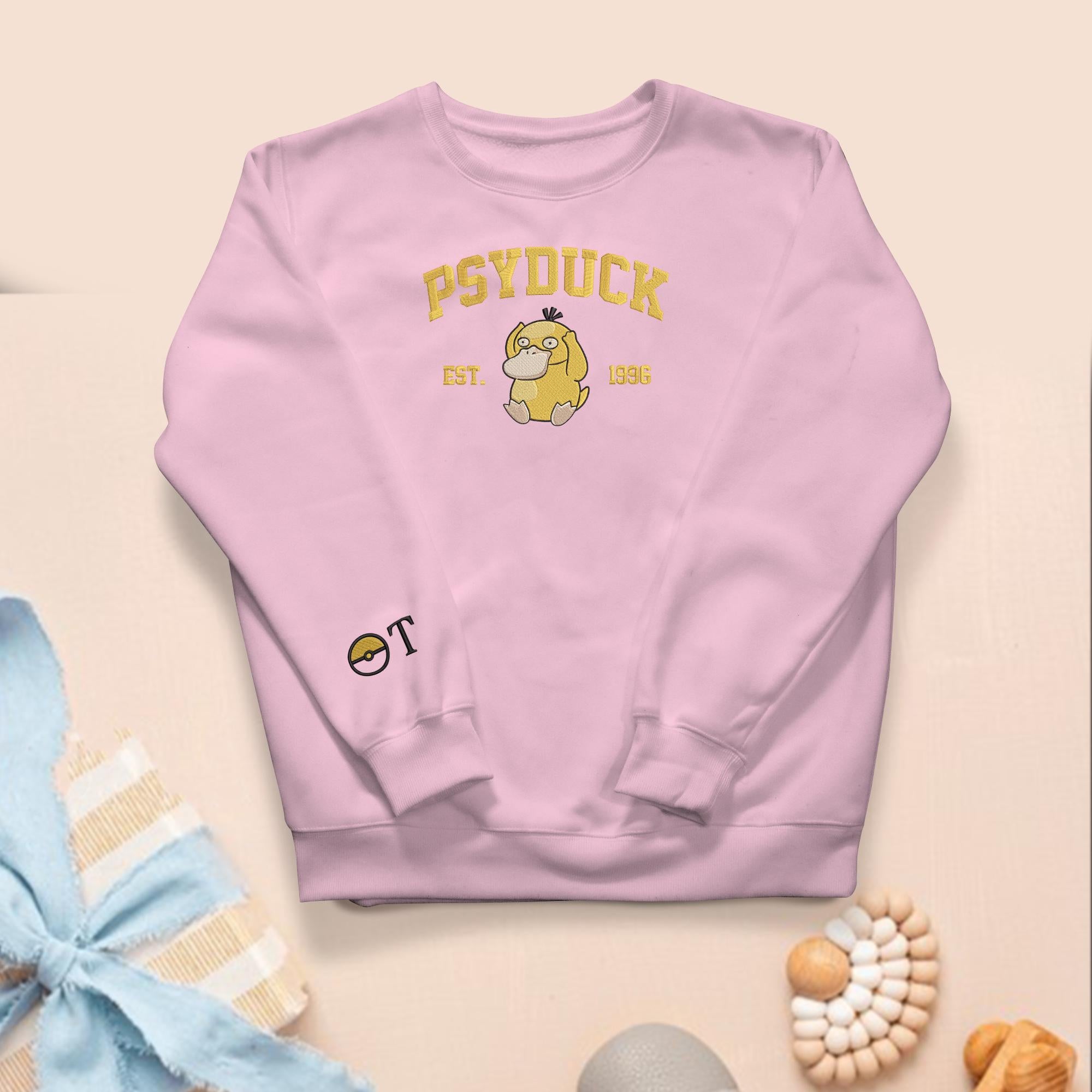Personalized Psyduck Embroidered Sweatshirt Custom Psyduck Hoodie Crewneck Sweatshirt Custom Name Shirt Cute Psyduck Shirt Gifts