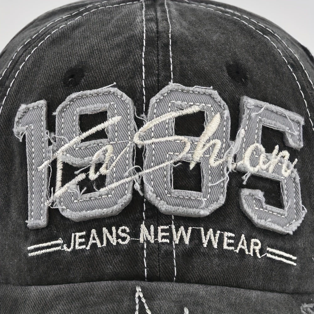 1985 Embroidery Vintage Lightweight Adjustable Dad Hat - Ripped Baseball Cap Washed Distressed Patch Sunscreen Sports
