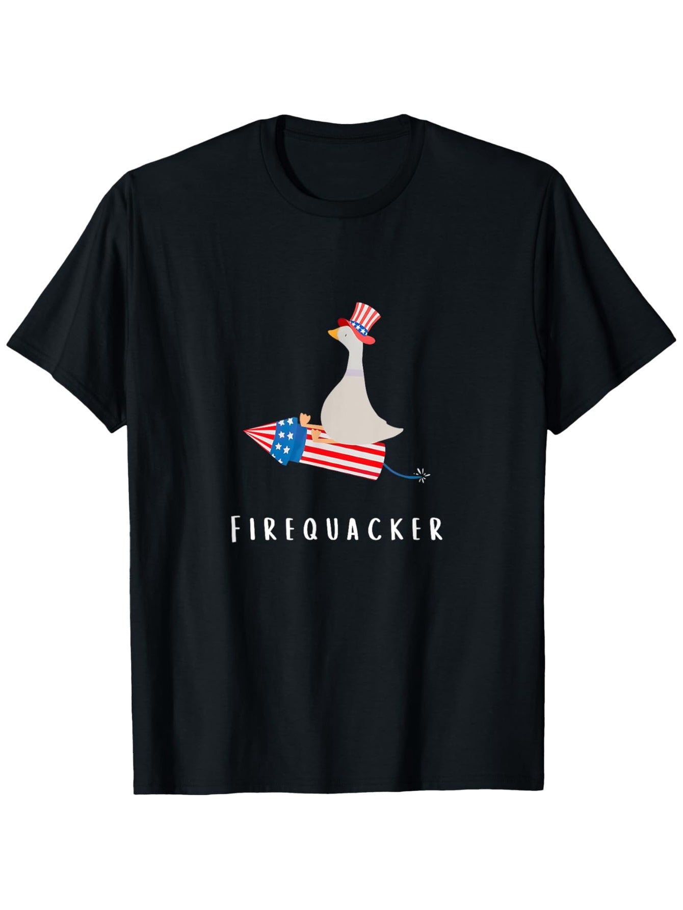 Funny Goose Fourth Of July Firequacker Independence Day T-Shirt, mens clothes, mens t shirts 100%cotton, S-XXXL