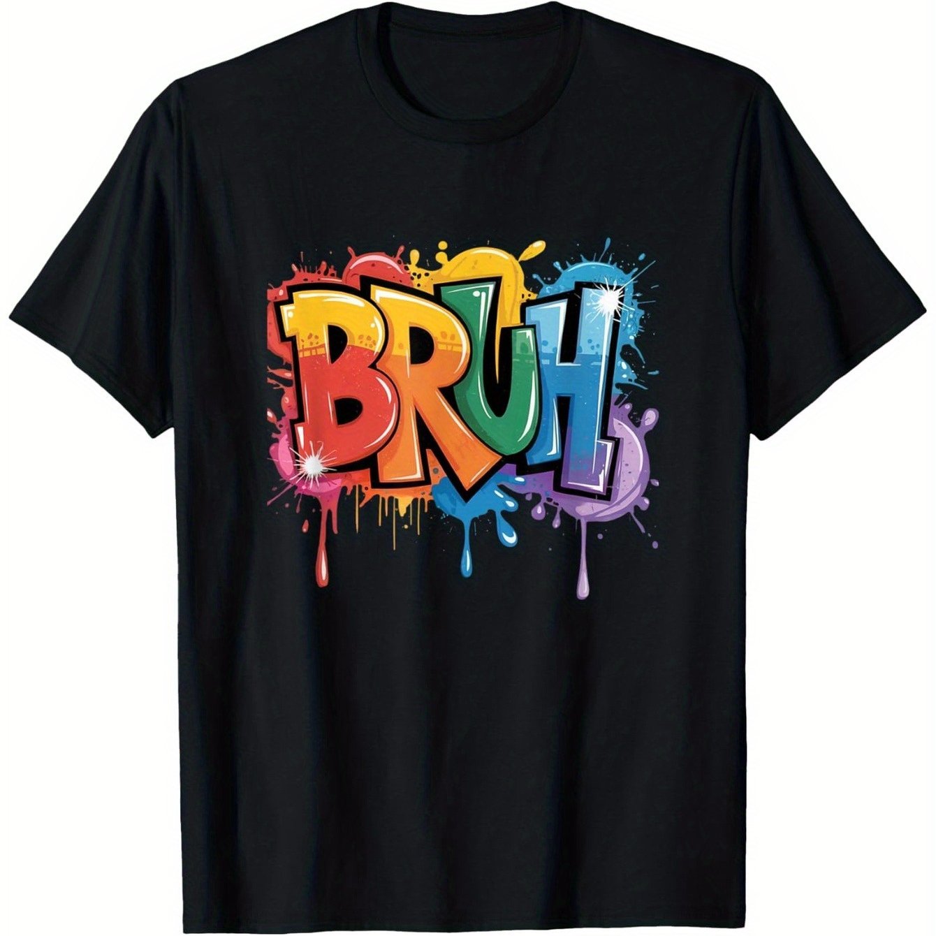 Boys Bruh Meme Saying Teens Paint Drip Graffiti Aesthetic T-Shirt