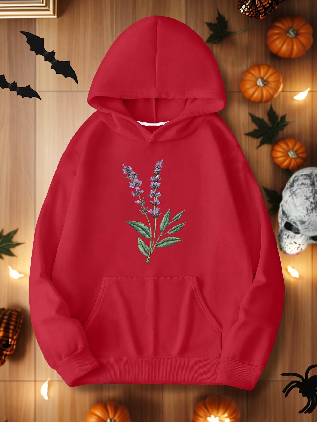 Teediy Lavender Sprig Embroidered Design Women'S Hoodies