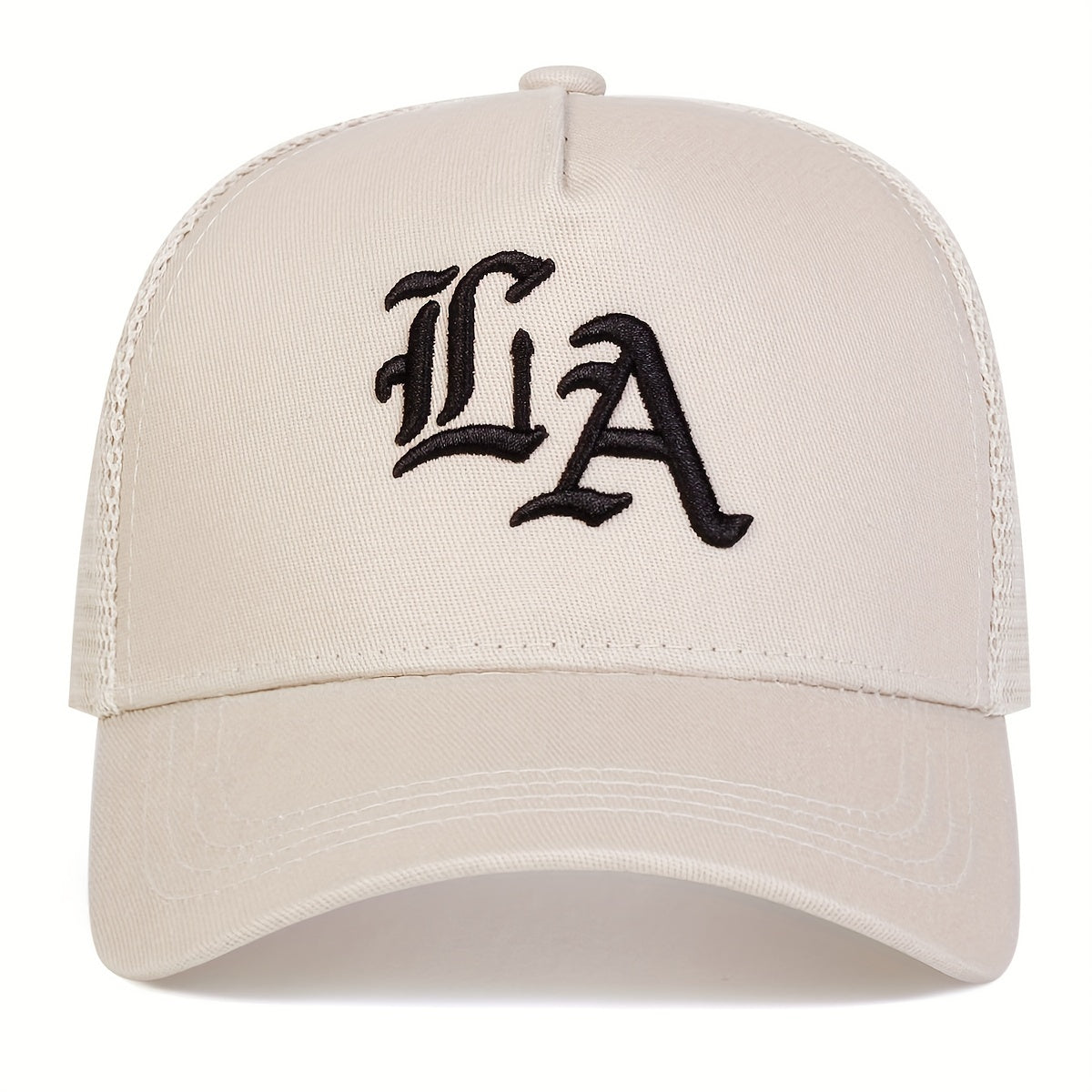 Adjustable LA Letter Baseball Cap - Women's Mesh Back Trucker Hat for Spring/Fall Travel, Beach and Party