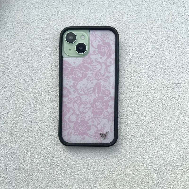 Wildflower 3D Flower Cherry Bow Phone Case iPhone 15 14plus 13 Pro phone case 12 13 16pro 15promax WF Cake Cute cartoon cover
