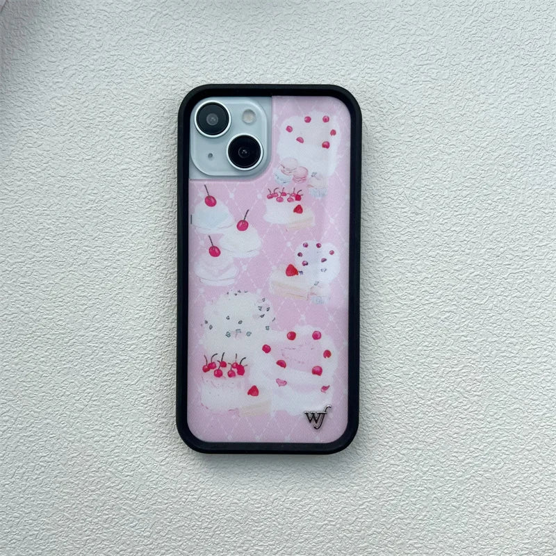 Wildflower 3D Flower Cherry Bow Phone Case iPhone 15 14plus 13 Pro phone case 12 13 16pro 15promax WF Cake Cute cartoon cover