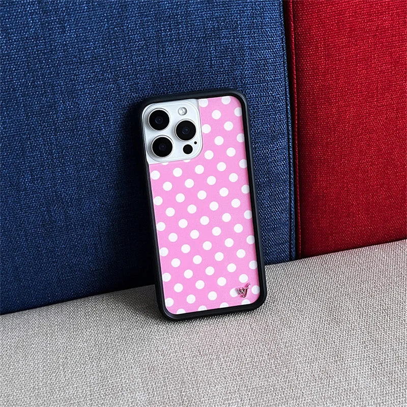 Wildflower cute Polka Dot Love plaid phone case iPhone13 Pro 14 Pro 15 Pro 14plus 16promax 12 WF acrylic stylish back cover