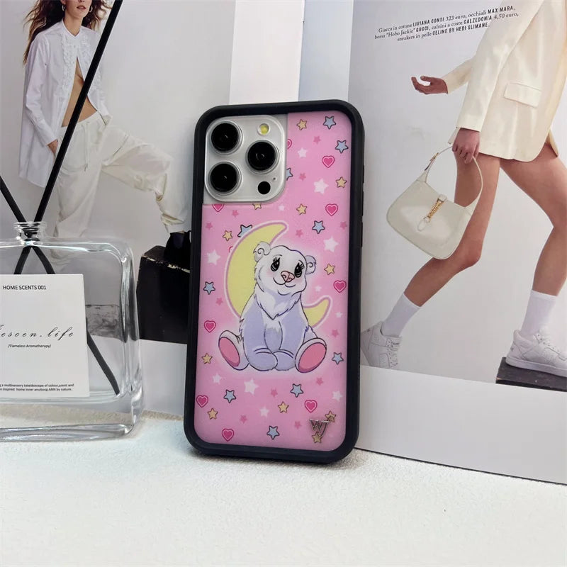 Wildflower cartoon cute phone case For iPhone Animal Kitten Bear Creative 13 Pro 14 Pro 15 Promax WF Pigeon Lamb Swan phone case