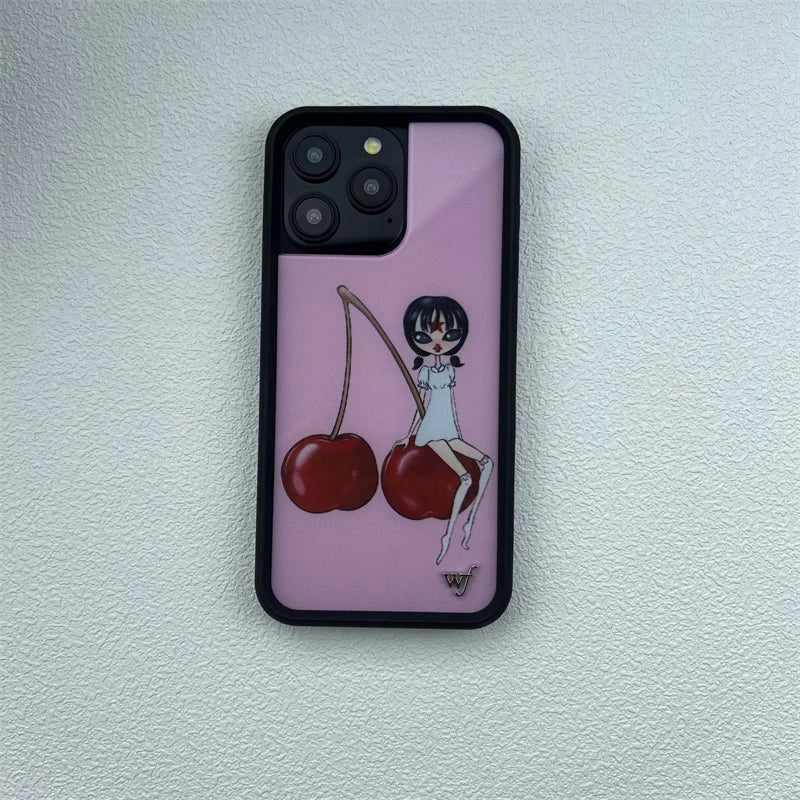 Wildflower ins cute animal phone case for iPhone16promax 15Pro 16 15 14plus 13Pro 12Pro cartoon Cherry Dolphin swan print bottom