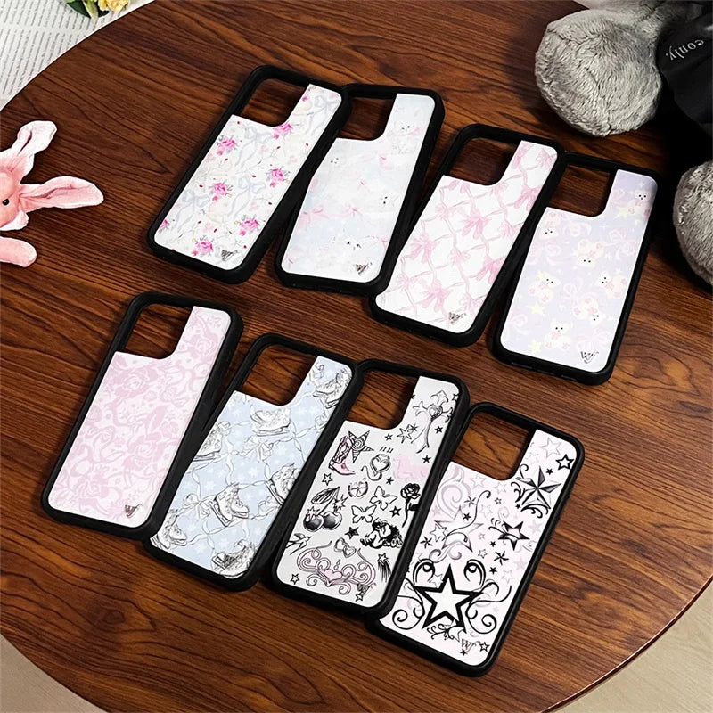 Wildflower 3D Girl Bear High Heels Phone case for iPhone 15 14 13 Pro Max 12 13 14pro 15pro WF Animal Cute cartoon cover bottom