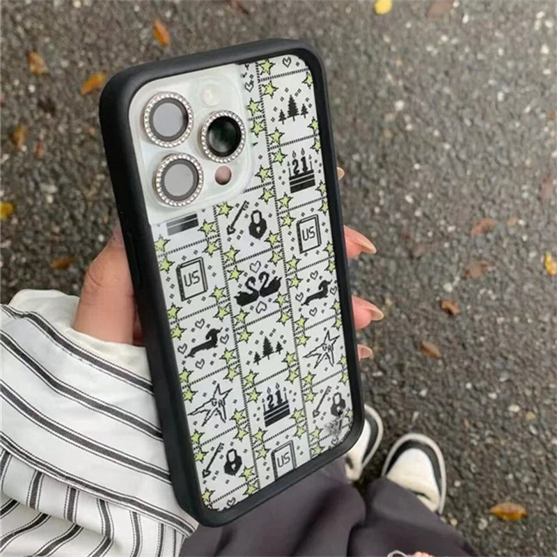 Wildflower cute Polka Dot Love plaid phone case iPhone13 Pro 14 Pro 15 Pro 14plus 16promax 12 WF acrylic stylish back cover