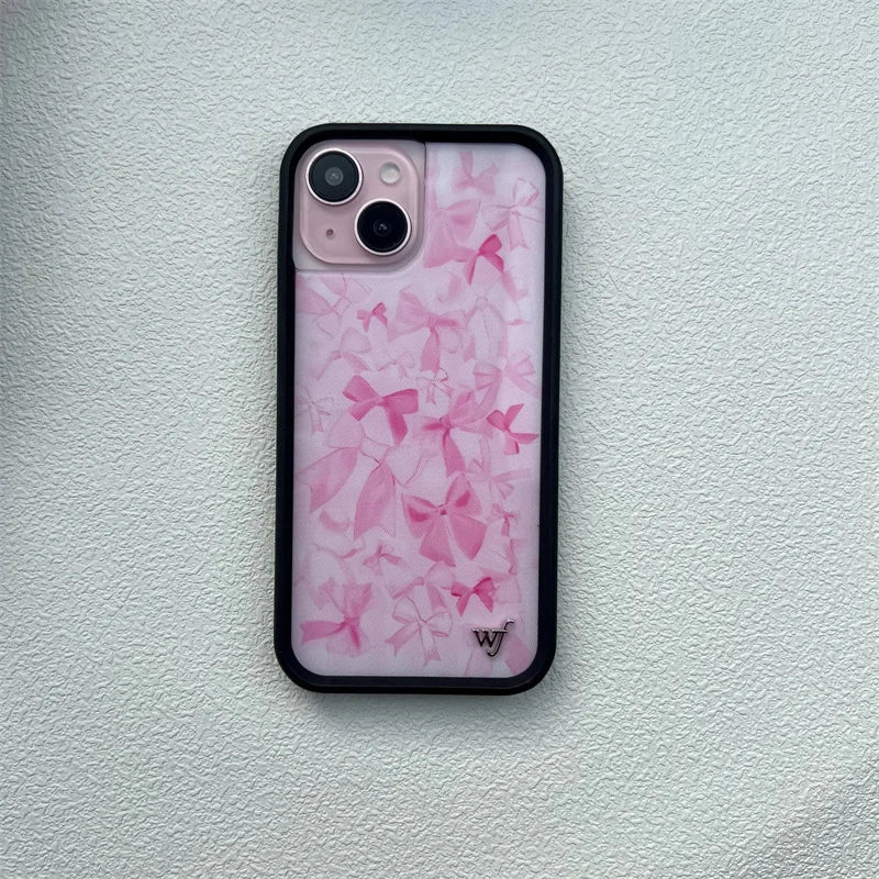 Wildflower 3D Flower Cherry Bow Phone Case iPhone 15 14plus 13 Pro phone case 12 13 16pro 15promax WF Cake Cute cartoon cover