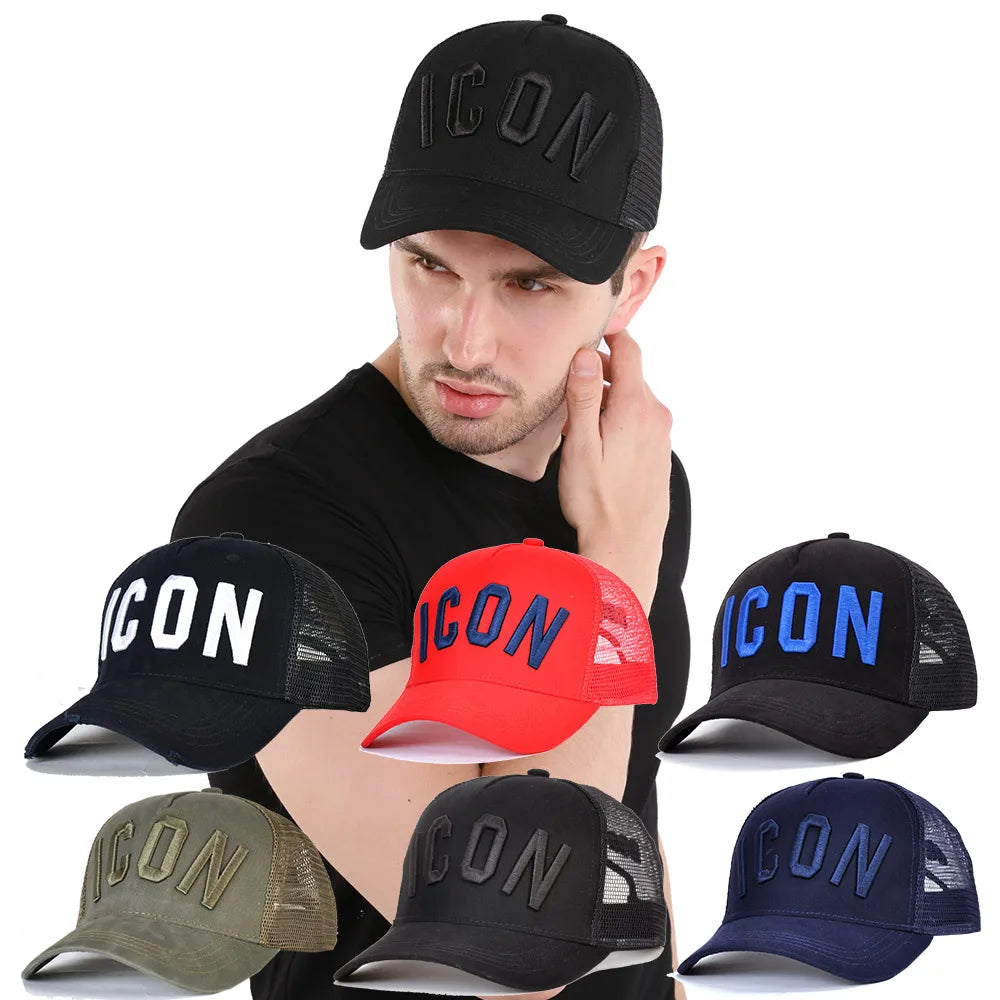 DSQICOND2 DSQ Mesh Summer Baseball Cap for Men Women Embroidery ICON Letters Dad Hat Hip Hop Trucker Cap Hombre Gorras Casquette
