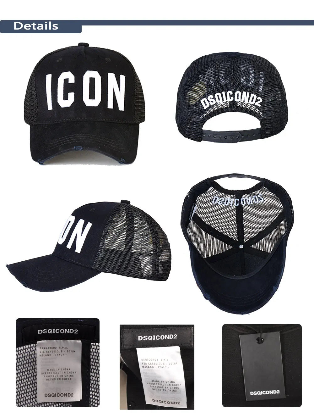 DSQICOND2 DSQ Mesh Summer Baseball Cap for Men Women Embroidery ICON Letters Dad Hat Hip Hop Trucker Cap Hombre Gorras Casquette