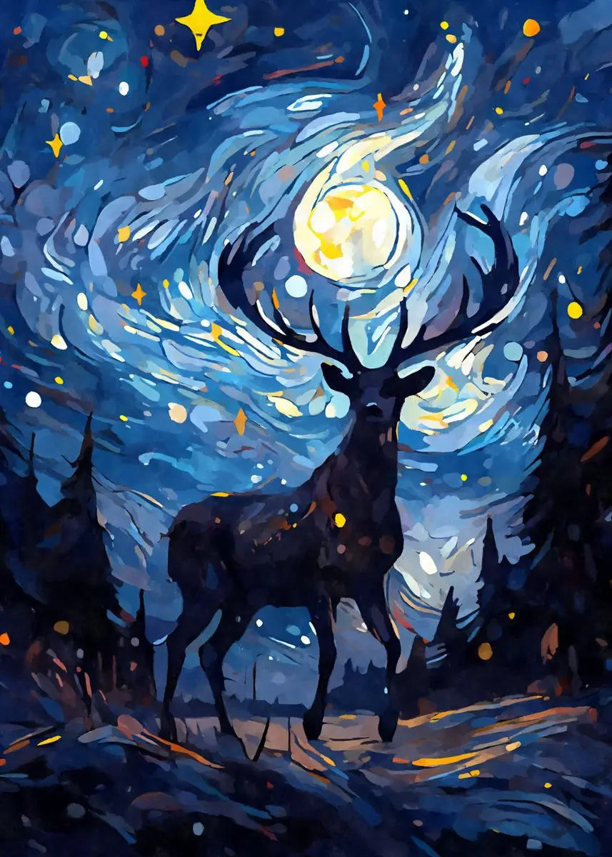 Starry Night Cute Animals Poster Cat Dog Axolotl Platypus Canvas Painting Abstract Wall Art Exhibition Living Room Home Decor