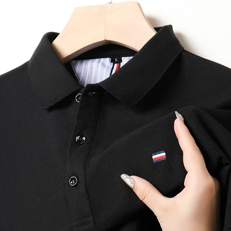 2025 New Cotton Summer Men's Casual Fashion Versatile Polo Shirt Breathable and comfortable embroidered top