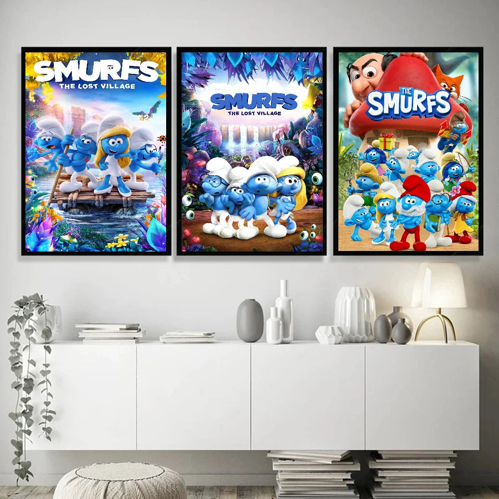 Classic S-Smurfs DIY Sticky Poster Waterproof Paper Sticker Coffee House Bar Stickers Wall Painting