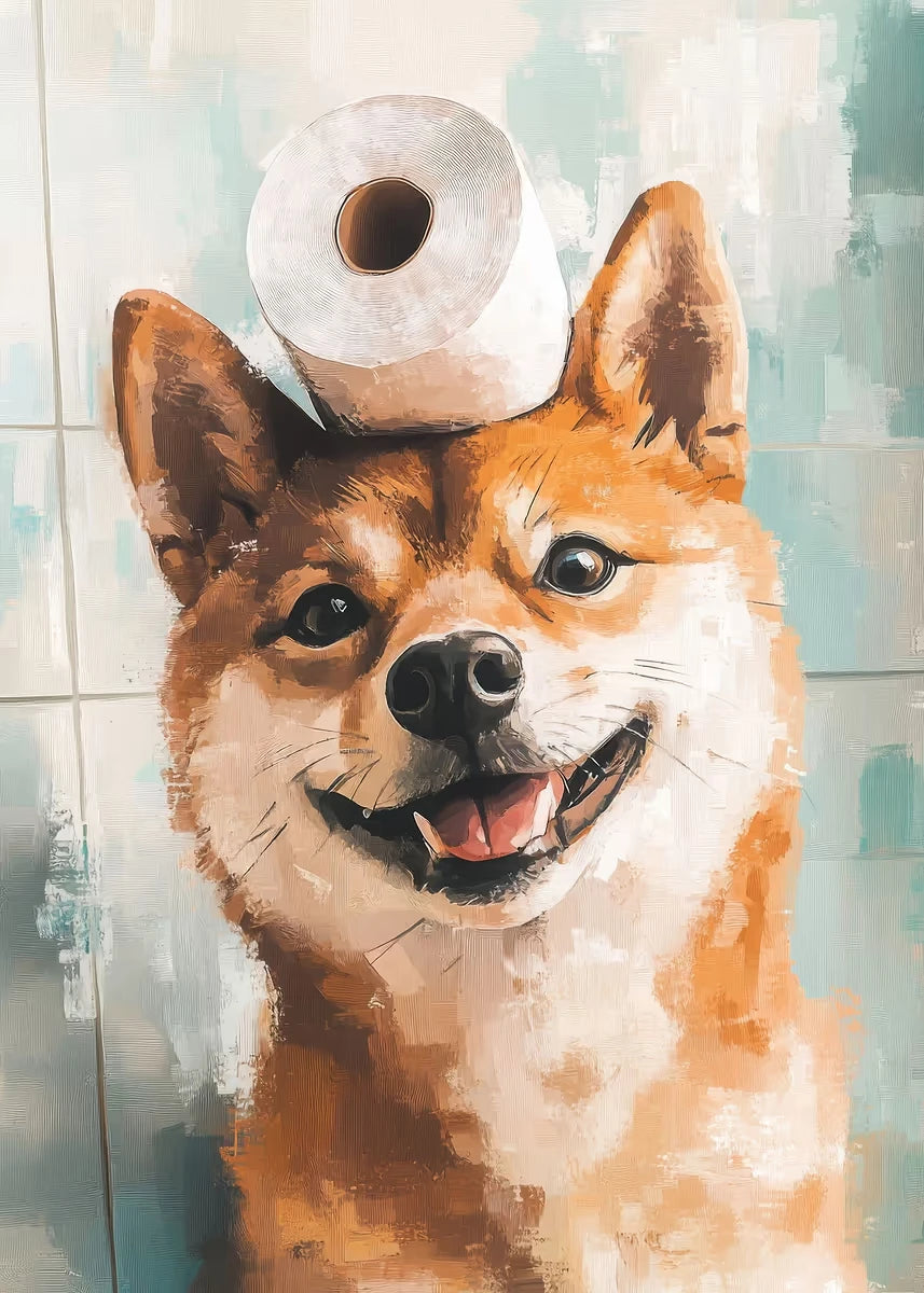 Giraffe Cat Raccoon With Toilet Paper Cute Animals Poster Print Canvas Painting Oil Bathroom Wall Art Funny Humor Home Decor