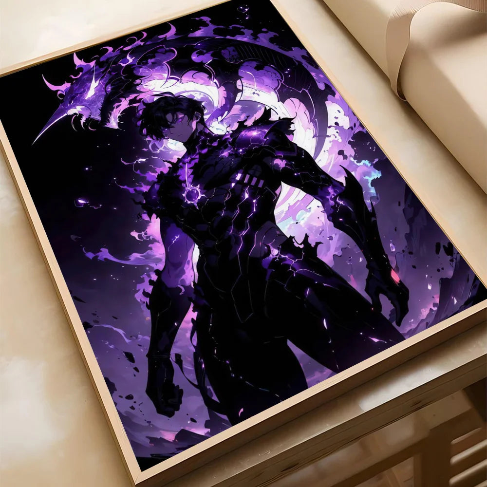 1pc S-Solo L-Leveling Poster Self-adhesive Art Waterproof Paper Sticker Coffee House Bar Room Wall Decor