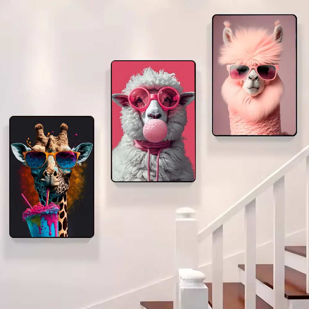 Multi-sizes Cute LIama Poster HD art sticky wall waterproof home living room bedroom bar aesthetic decoration