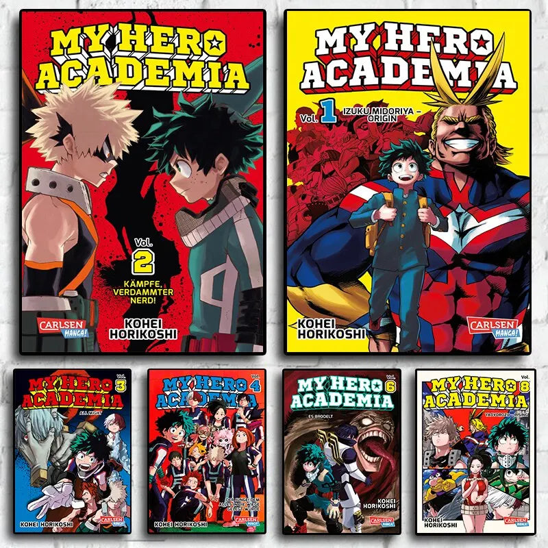 My Hero Academia Bakugo Anime Poster  Retro Canvas Print Wall Art Aesthetic Manga Cover Kawaii Room Decor Japan Anime Figure Hom