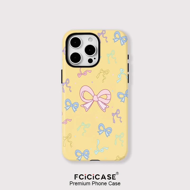 Colorful Bows Case For iPhone 16 Pro Max 15 14 13  Mini 12 11 Pro Plus Acrylic TPU Two in one Magnetic Phone Cases