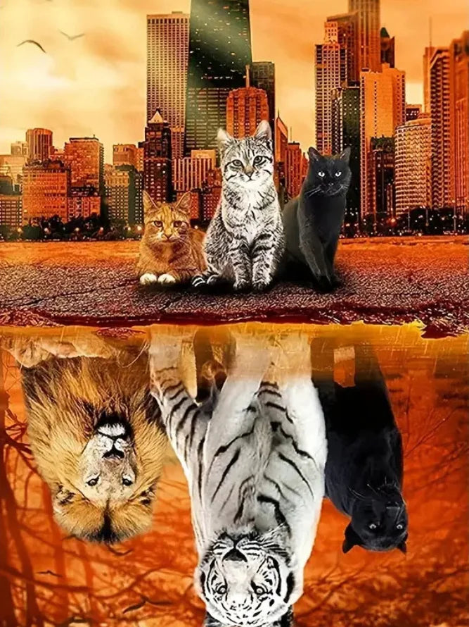 Huacan DIY Diamond Painting Cat Full Round Square Drill Embroidery Tiger Cross Stitch Kit Art Handmade Gift Home Decoration