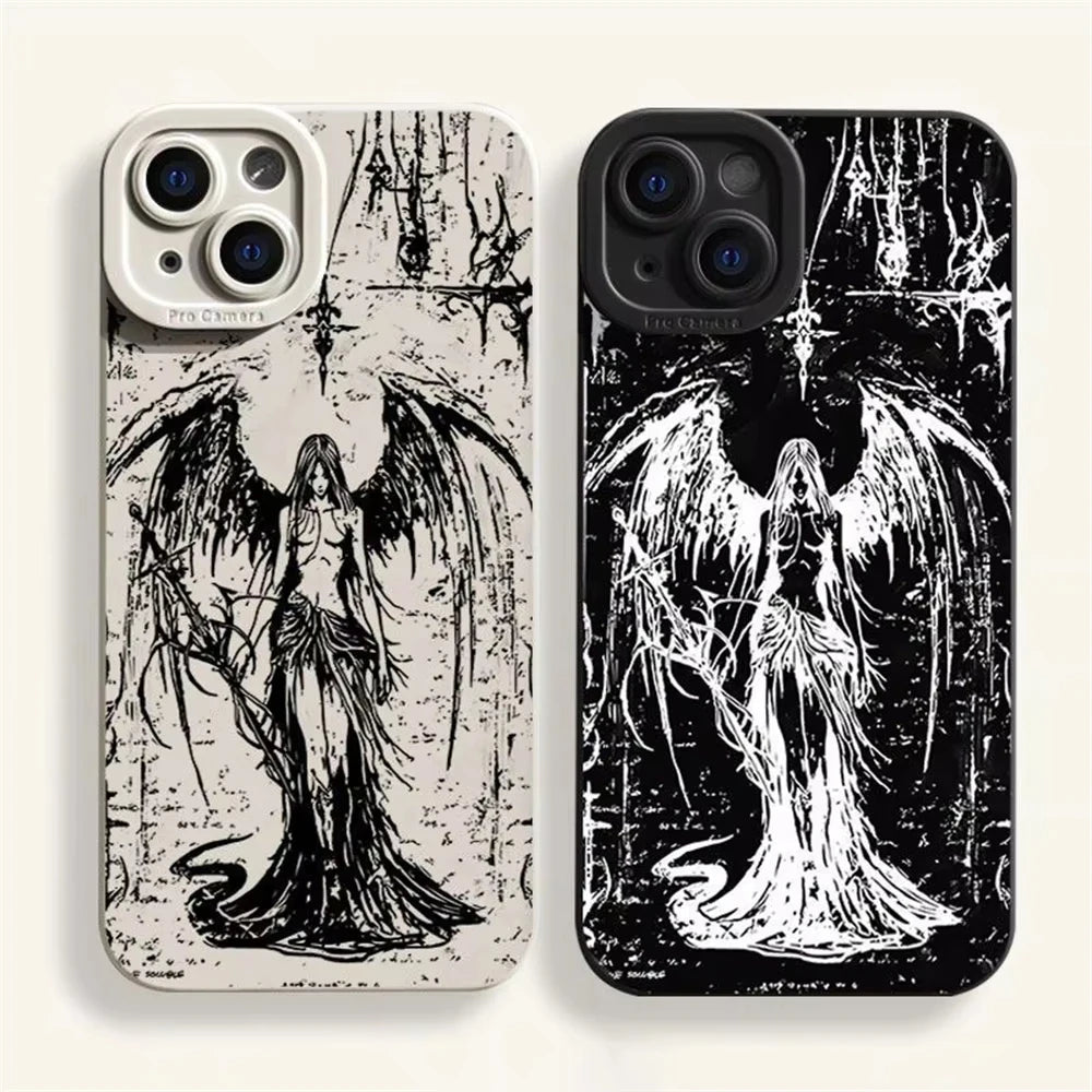 Luxury Clmj BURGA Black Angel Death demon Phone Case for Oppo Realme 11 10 9 9i C55 C53 C30 C35 C33 C31 C21Y C21 Pro 4G 5G Cover