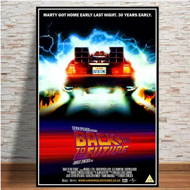 Back To The Future Car Canvas Art Print Retro Movie Wall Decor for Living Room  Home Decor Poster