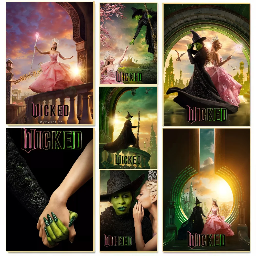 Movie W-Wicked 2024  Poster  Poster HD art sticky wall waterproof home living room bedroom bar aesthetic decoration