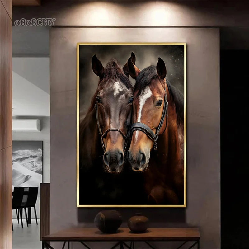 Horse Wall Art Posters Horse Running Canvas Art Print Painting Beautiful Horses Pictures for Modern Home Living Room Decoration