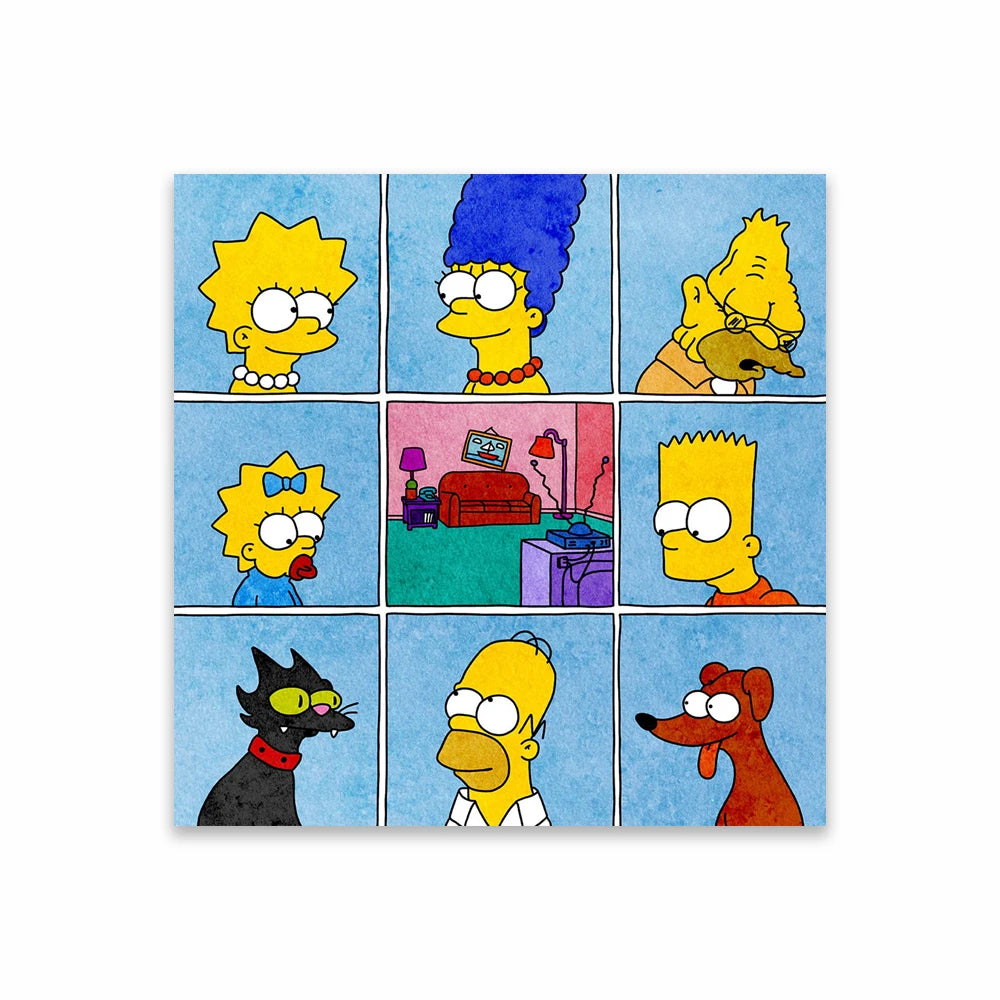 The Simpsons Poster Disney Watercolor Illustration Print Wall Art Prints Cartoon Family Love Canvas Painting Kids Bedroom Decor