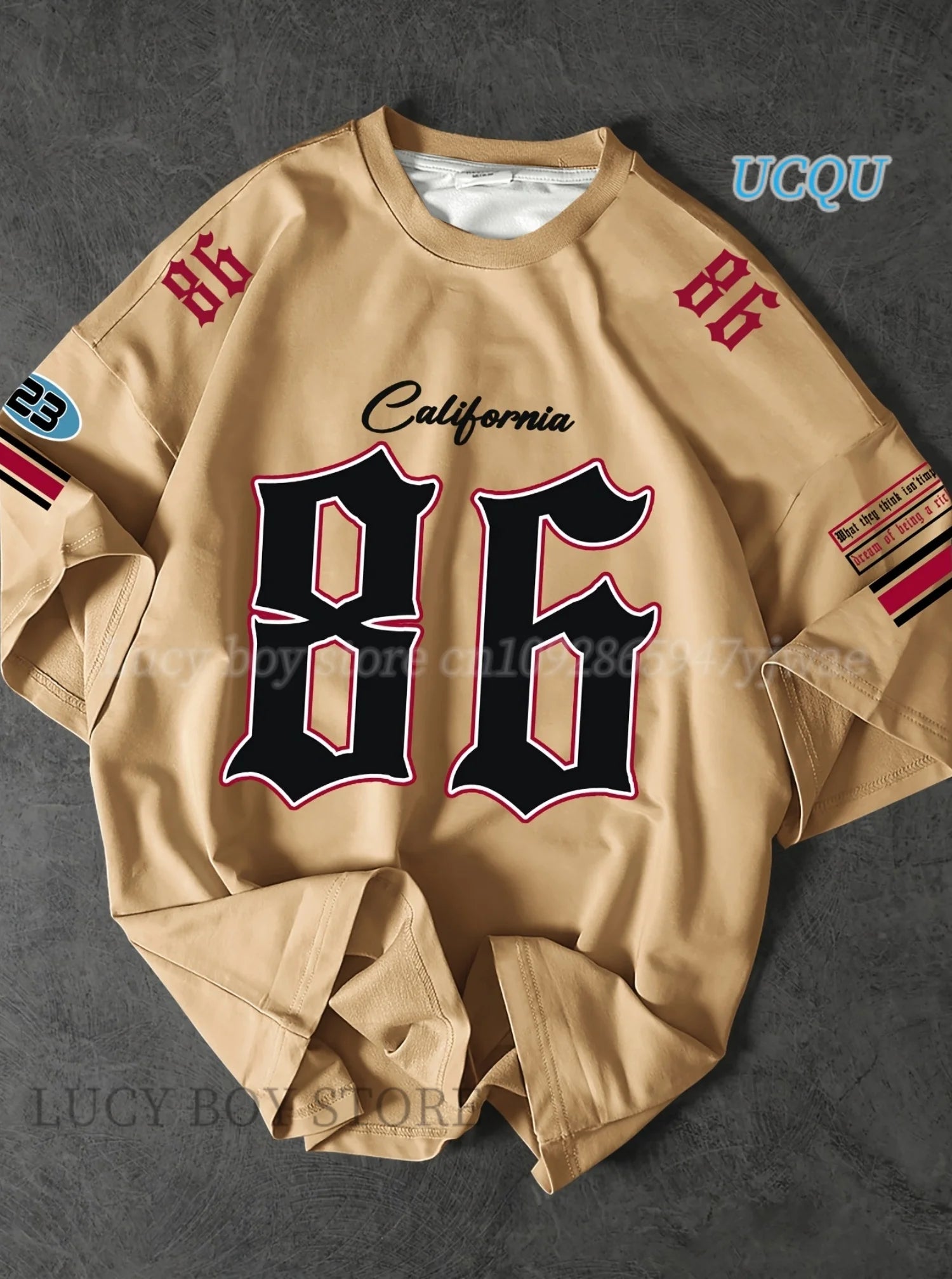 Sportwear Jersey  Men California 86 Printed Short Sleeve T Shirt Man O Neck Racing Football Tee Vintage Casual Tops Men Clothes